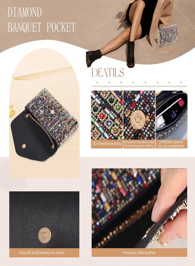Kuabiz 4 Pcs Colorful Rhinestone Clutch Purse for Women Rhinestone Clutch Purse Necklace Earrings Bracelet Jewelry Sets for Wedding Bridal Bridesmaid Gifts - Image 3